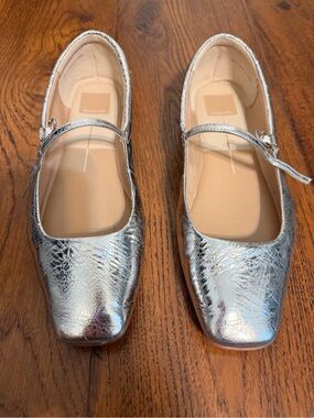 Dolce Vita Metallic Silver Mary Jane Flats